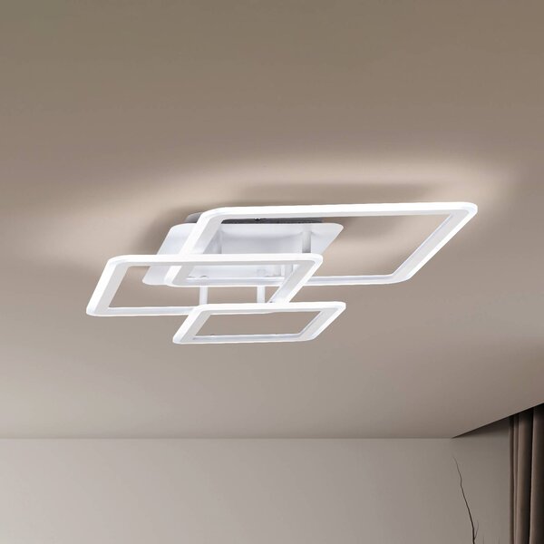 FISCHER & HONSEL Lampa sufitowa Gelder, możliwość ściemniania, biały / opal, salon / jadalnia, metal, nowoczesny