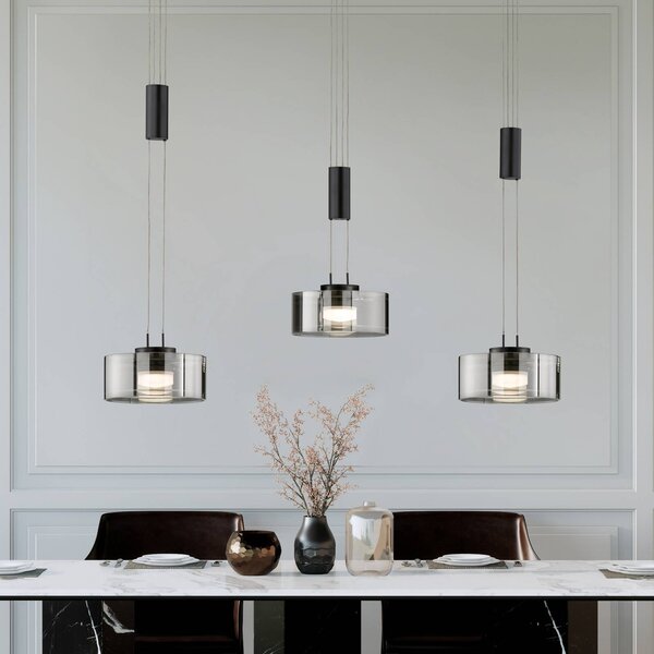 FISCHER & HONSEL Lampa wisząca Lavin, możliwość ściemniania, czarny, salon / jadalnia, metal, nowoczesny
