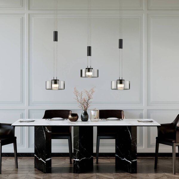 FISCHER & HONSEL Lampa wisząca Lavin, możliwość ściemniania, czarny, salon / jadalnia, metal, nowoczesny