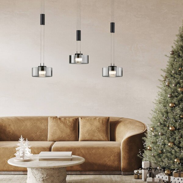 FISCHER & HONSEL Lampa wisząca Lavin, możliwość ściemniania, czarny, salon / jadalnia, metal, nowoczesny