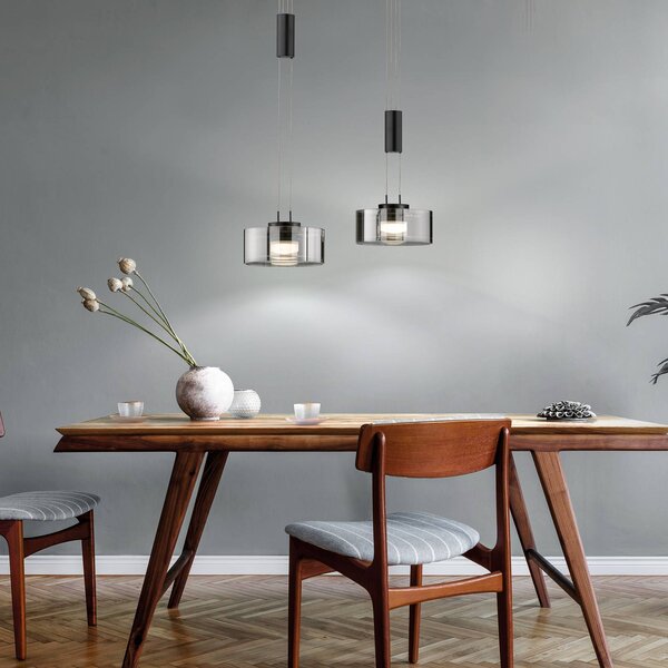 FISCHER & HONSEL Lampa wisząca Lavin, możliwość ściemniania, czarny, salon / jadalnia, metal, nowoczesny