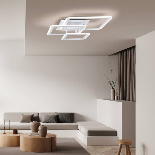 FISCHER & HONSEL Lampa sufitowa Gelder, możliwość ściemniania, biały / opal, salon / jadalnia, metal, nowoczesny