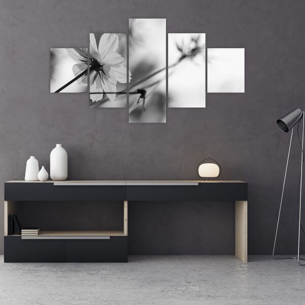 Obraz - Czarno - białe kwiaty (125x70 cm)