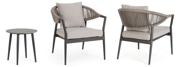 Aluminiowy zestaw mebli ogrodowych w kolorze khaki-szarobrązowym dla 2 osób Millor – Bizzotto