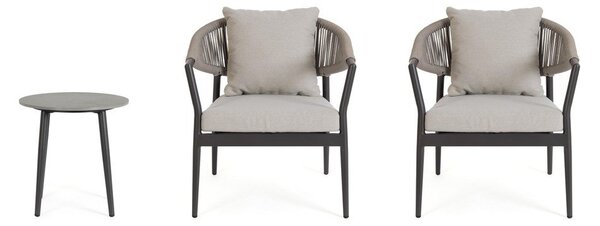 Aluminiowy zestaw mebli ogrodowych w kolorze khaki-szarobrązowym dla 2 osób Millor – Bizzotto
