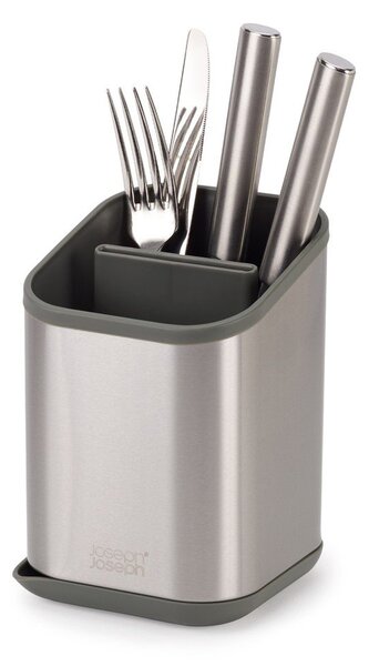 Ociekacz na sztućce ze stali nierdzewnej w kolorze srebra z połyskiem 11x11,5 cm Duo Steel – Joseph Joseph
