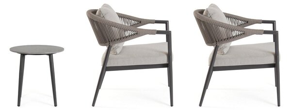 Aluminiowy zestaw mebli ogrodowych w kolorze khaki-szarobrązowym dla 2 osób Millor – Bizzotto
