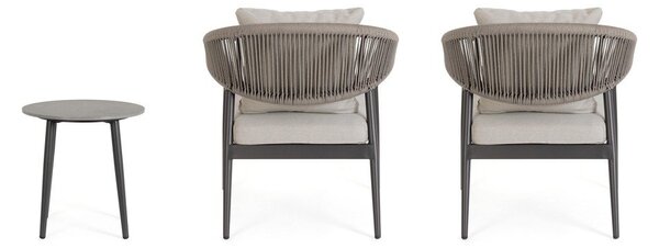 Aluminiowy zestaw mebli ogrodowych w kolorze khaki-szarobrązowym dla 2 osób Millor – Bizzotto