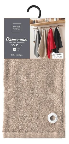 Beżowy bawełniany ręcznik frotte 50x50 cm Cuistot – douceur d'intérieur