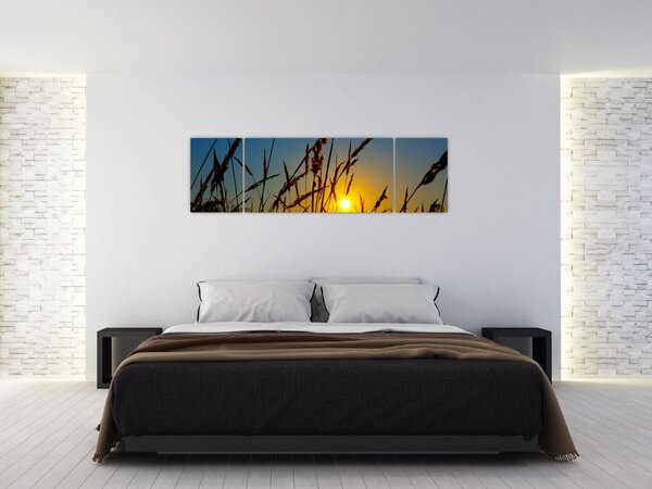 Obraz - Zachód słońca na łące (170x50 cm)