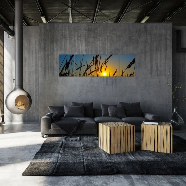 Obraz - Zachód słońca na łące (170x50 cm)