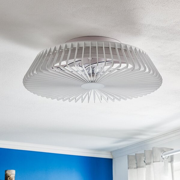 Inteligentny wentylator sufitowy LED Himalaya, biały, DC, cichy – Mantra Mantra Iluminación, Himalaya, ściemnialny, biały, salon, metal, nowoczesny