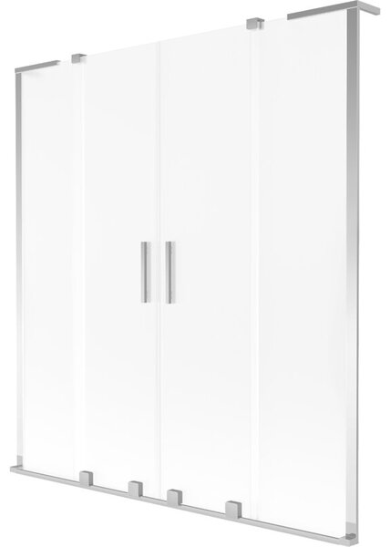 Mexen Velar L Duo parawan nawannowy 2-skrzydłowy rozsuwany 150 x 150 cm, szron, chrom - 896-150-003-32-01