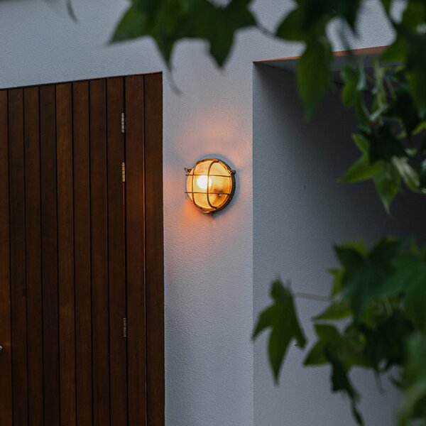 Lampa ścienna i sufitowa złota/mosiężna okrągła IP44 - Noutica