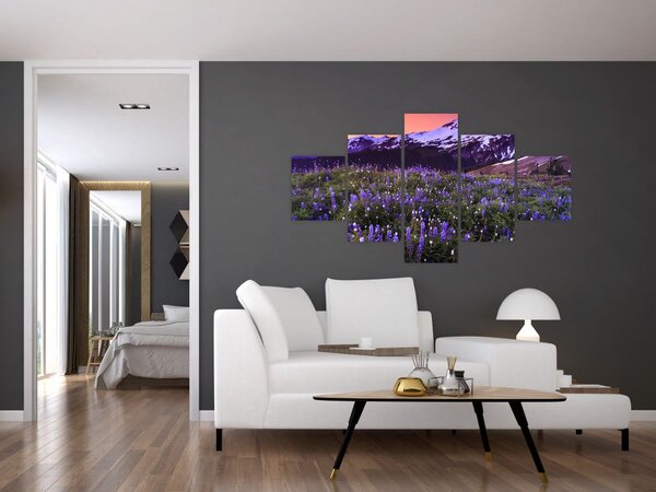 Obraz - Wulkan i kwiaty (125x70 cm)