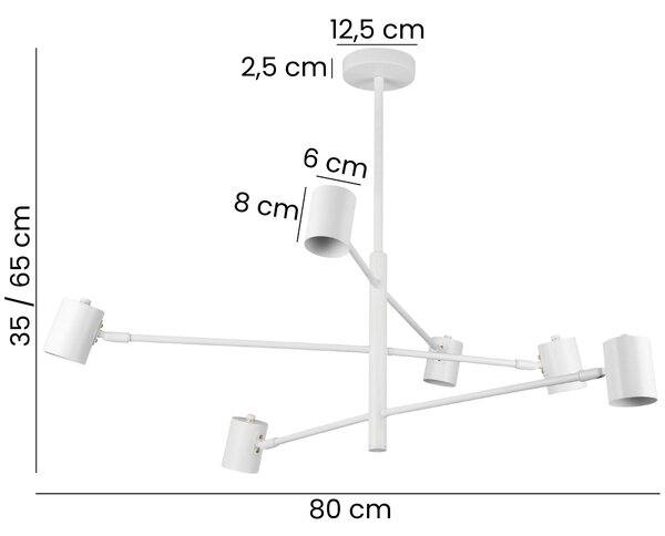 LAMPA SUFITOWA WISZĄCA NOWOCZESNA BIAŁA DORA W6