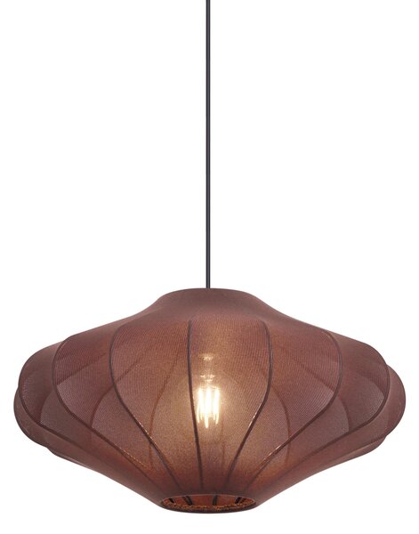 Lampa wisząca Japandi brązowa z materiałowym abażurem 50 cm - Plu