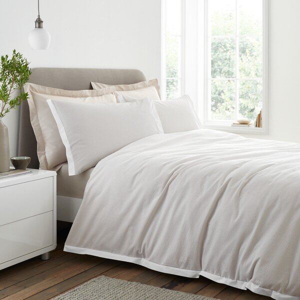 Kremowa pościel jednoosobowa z perkalu bawełnianego 135x200 cm Seersucker Woven Stripe – Bianca