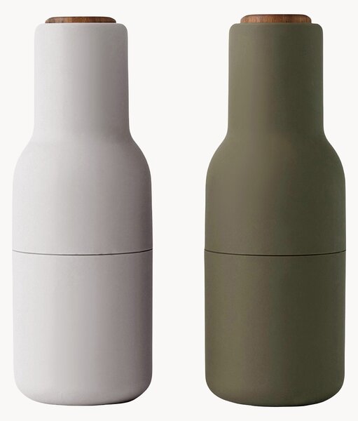 Komplet młynków do soli i pieprzu z pokrywkami z drewna orzechowego Bottle Grinder, 2 elem