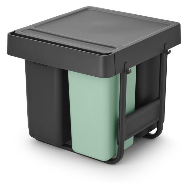 Miętowo-ciemnoszary plastikowy kosz na śmieci do segregacji odpadów do zabudowy 40 l Sort&Go – Brabantia