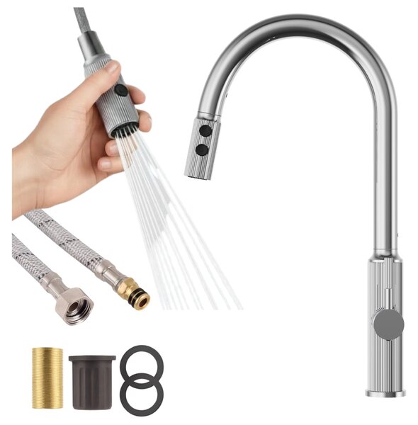 Granitan – bateria kuchenna – bateria zlewozmywakowa – wersja wysoka – chrom – bateria kuchenna – LUNA
