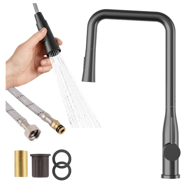 Granitan - Bateria kuchenna - Kran kuchenny wys. 46 cm - Bateria zlewozmywakowa gun grey - VECTOR