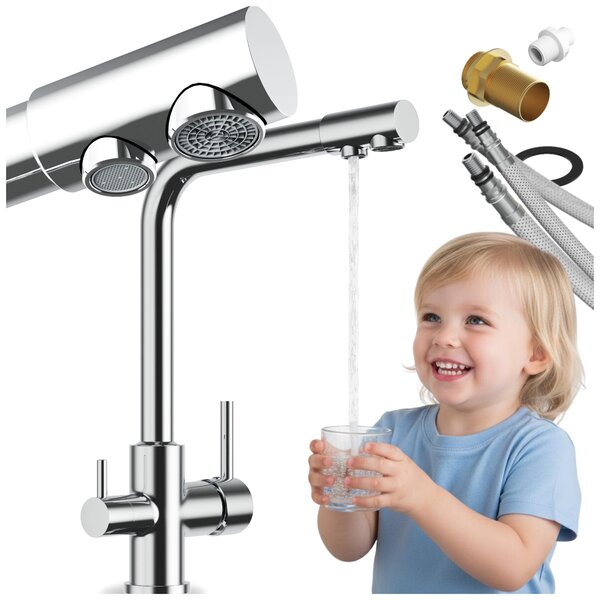 Granitan - Bateria kuchenna - Kran kuchenny wys. 33 cm - Bateria zlewozmywakowa chrom - UNIVERSAL