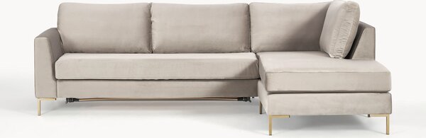 Rozkładana sofa narożna z aksamitu Luna (3-osobowa)
