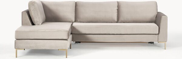 Rozkładana sofa narożna z aksamitu Luna (3-osobowa)