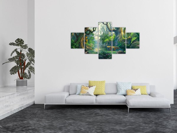 Obraz - Ilustracja lasu tropikalnego (125x70 cm)