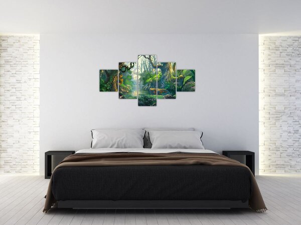 Obraz - Ilustracja lasu tropikalnego (125x70 cm)
