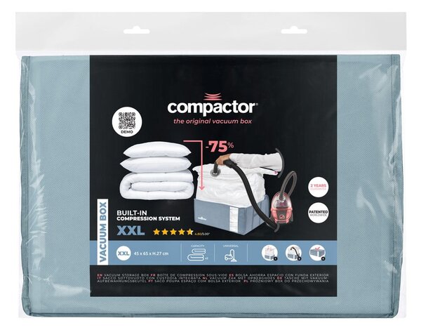 Plastikowy pojemnik próżniowy do przechowywania ubrań 65x45x27 cm Blue Edition – Compactor