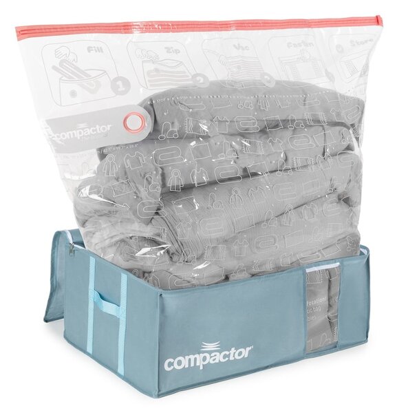 Plastikowy pojemnik próżniowy do przechowywania ubrań 65x45x27 cm Blue Edition – Compactor