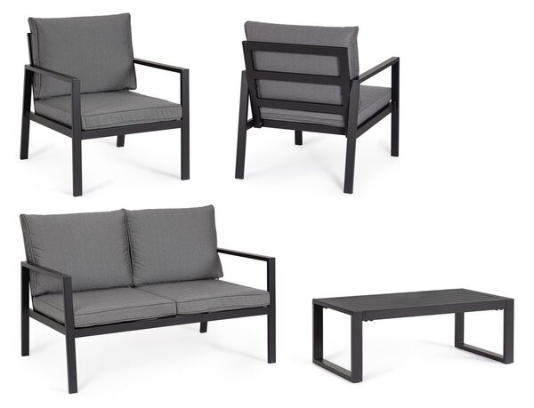 Antracytowy aluminiowy zestaw mebli ogrodowych dla 4 osób Hilde – Bizzotto
