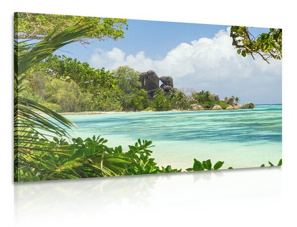 Obraz piękna plaża na wyspie La Digue