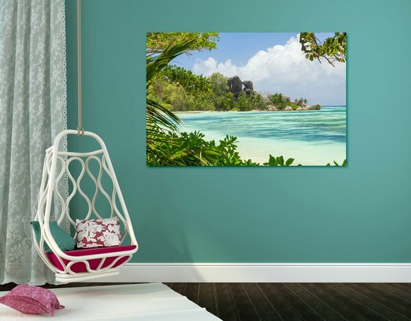 Obraz piękna plaża na wyspie La Digue