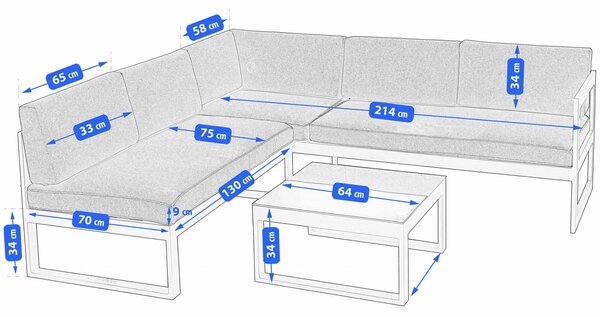 Zestaw mebli ogrodowych z poduszkami - Applos 3X