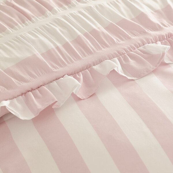 Różowa pościel jednoosobowa 135x200 cm Seersucker Frill Stripe – Catherine Lansfield