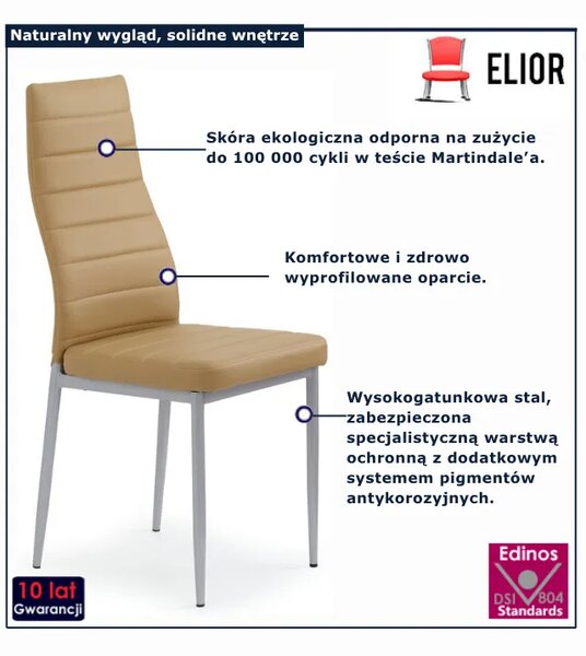 Tapicerowane Krzesło Metalowe Jasny Brąz X5 N1-H25