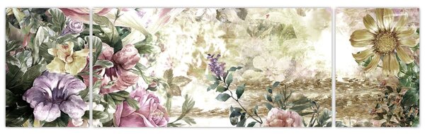 Obraz - Designerskie kwiaty (170x50 cm)