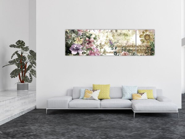 Obraz - Designerskie kwiaty (170x50 cm)