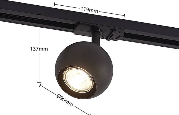 System szynowy Lindby Linaro, GU10, 4-punktowa, czarna, Ø 9 cm Linaro Lindby, możliwość ściemniania, czarny, przedpokój, metal, nowoczesny