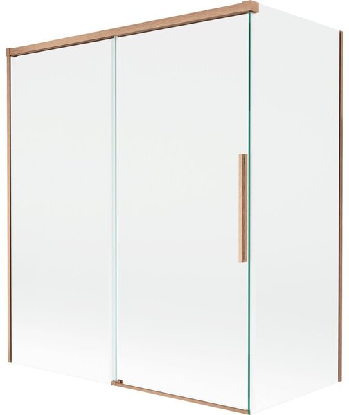 Mexen Rox parawan nawannowy 2-skrzydłowy rozsuwany 140 + 70 x 150 cm, transparent, miedż szczotkowana - 8C9-140-070-65-00