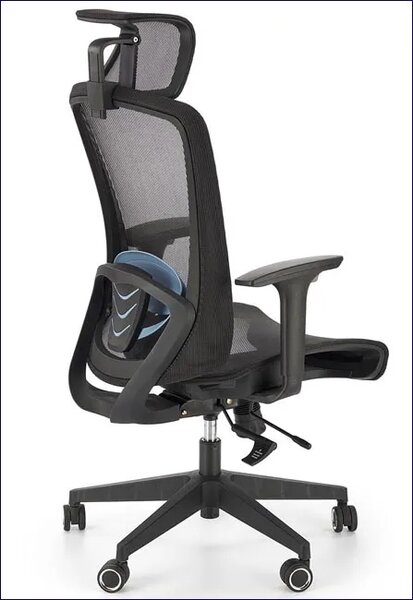 Czarny ergonomiczny obrotowy wentylowany fotel biurowy C5-F59