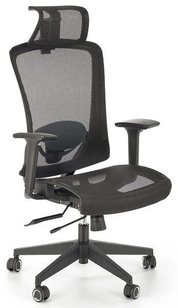 Czarny ergonomiczny obrotowy wentylowany fotel biurowy C5-F59