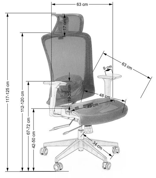 Czarny ergonomiczny obrotowy wentylowany fotel biurowy C5-F59