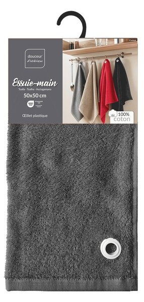Antracytowy bawełniany ręcznik frotte 50x50 cm Cuistot – douceur d'intérieur
