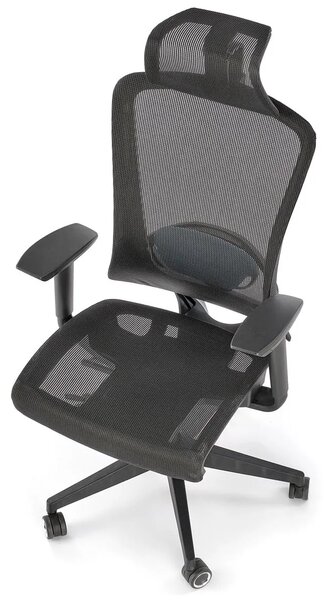 Czarny ergonomiczny obrotowy wentylowany fotel biurowy C5-F59