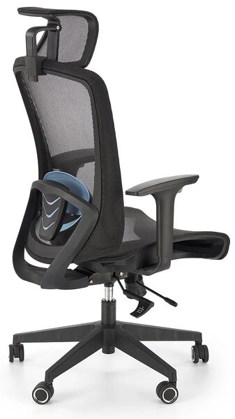 Czarny ergonomiczny obrotowy wentylowany fotel biurowy C5-F59