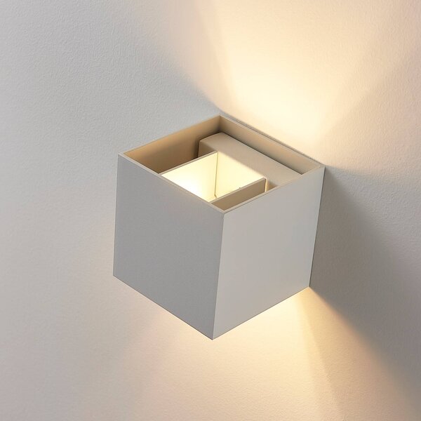Kinkiet Zuzana Arcchio, możliwość ściemniania, biały / opal, salon / jadalnia, aluminium, nowoczesny